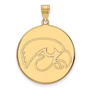 10k Yellow Gold University of Iowa XL Round Disc Pendant